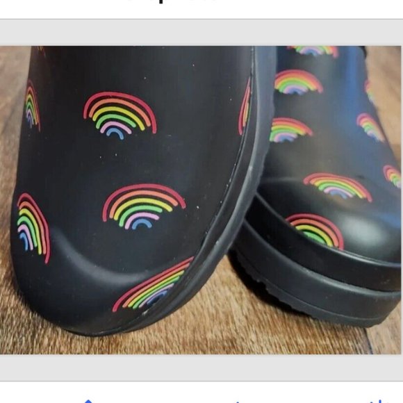 Hunter Original Waterproof Play Mini Rainbow Print Clogs - Picture 13 of 14